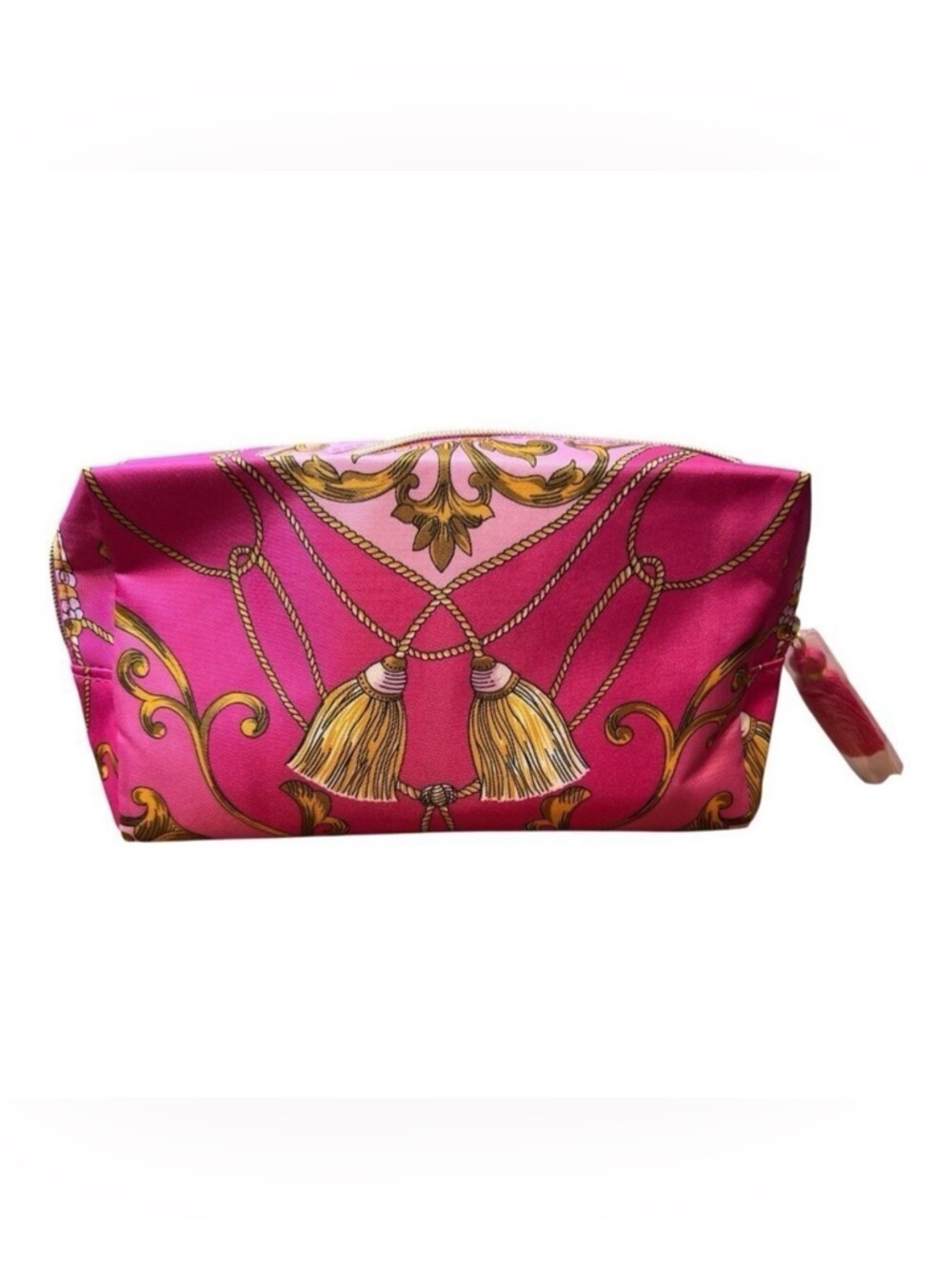 ESTEE LAUDER MAKEUP BAG Pink & Gold Zippered 10” x 5” New